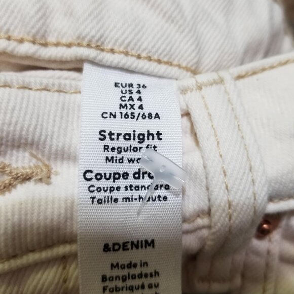 H&M Jean NWT Cream 4 Straight Mid Denim Casual - Picture 8 of 9
